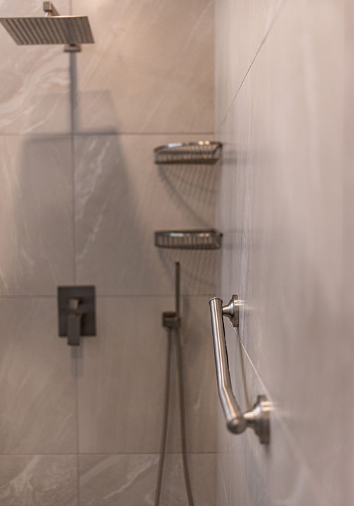 Safety grab bars for walk-in showers