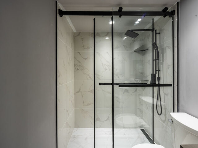 Condo bathroom tub to shower conversion
