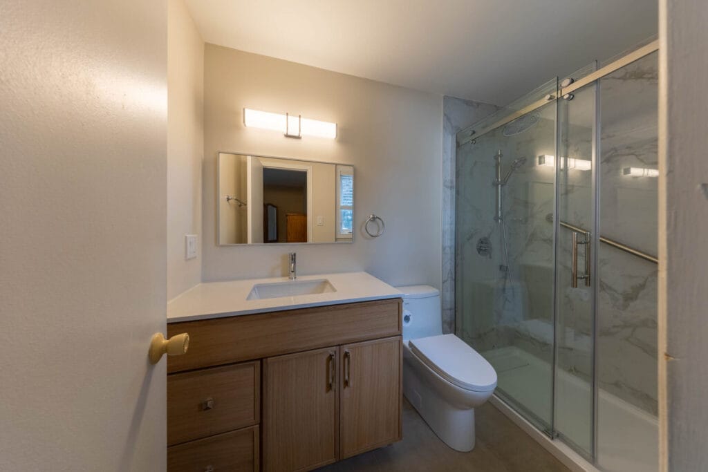 Barrhaven bathroom after accessible tub-to-shower conversion by iBathrooms